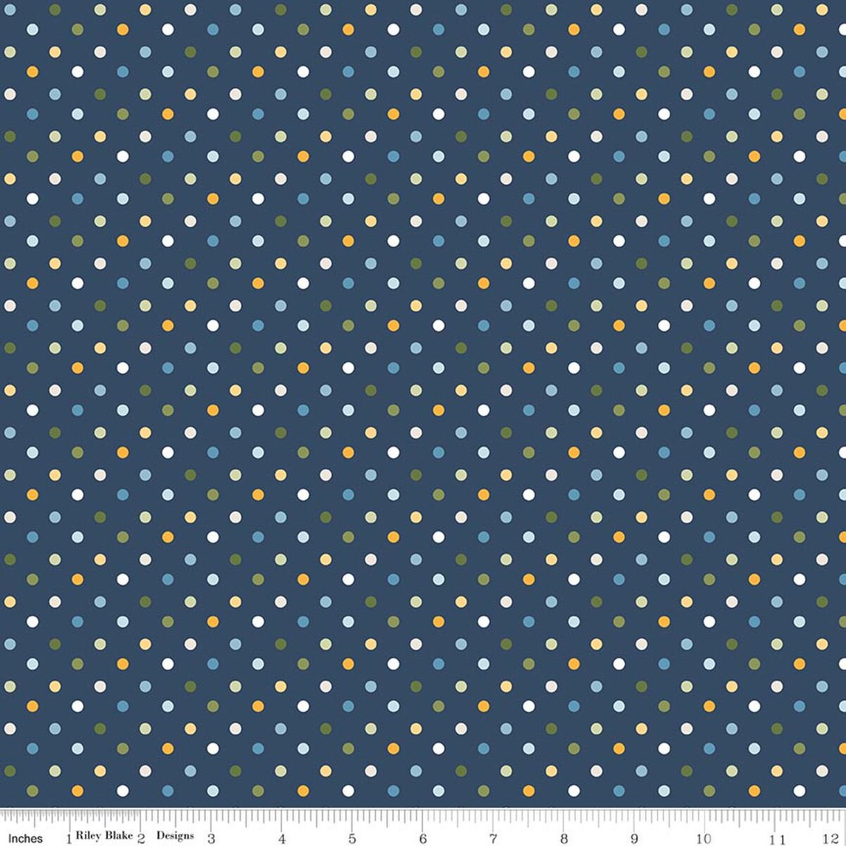Riley Blake Sunshine & Dandelions C17925 Navy Dots By The Yard