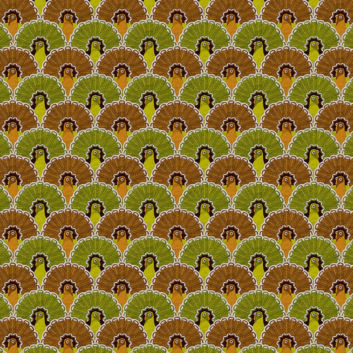 Scallop Turkey - Green - Organic Natural Cotton
