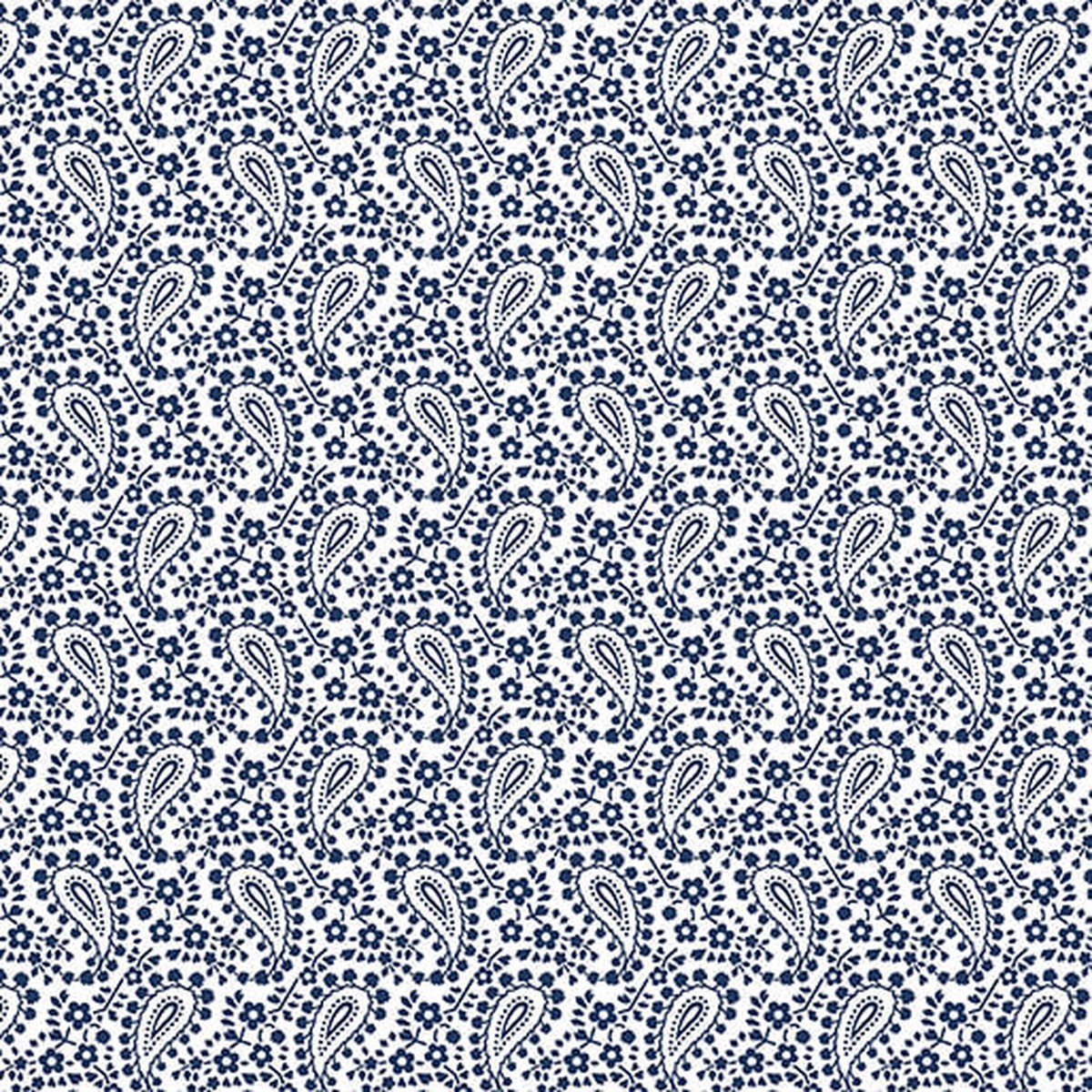 Classic Keepsakes in Blue 14650-50 Paisley Floral White/Navy