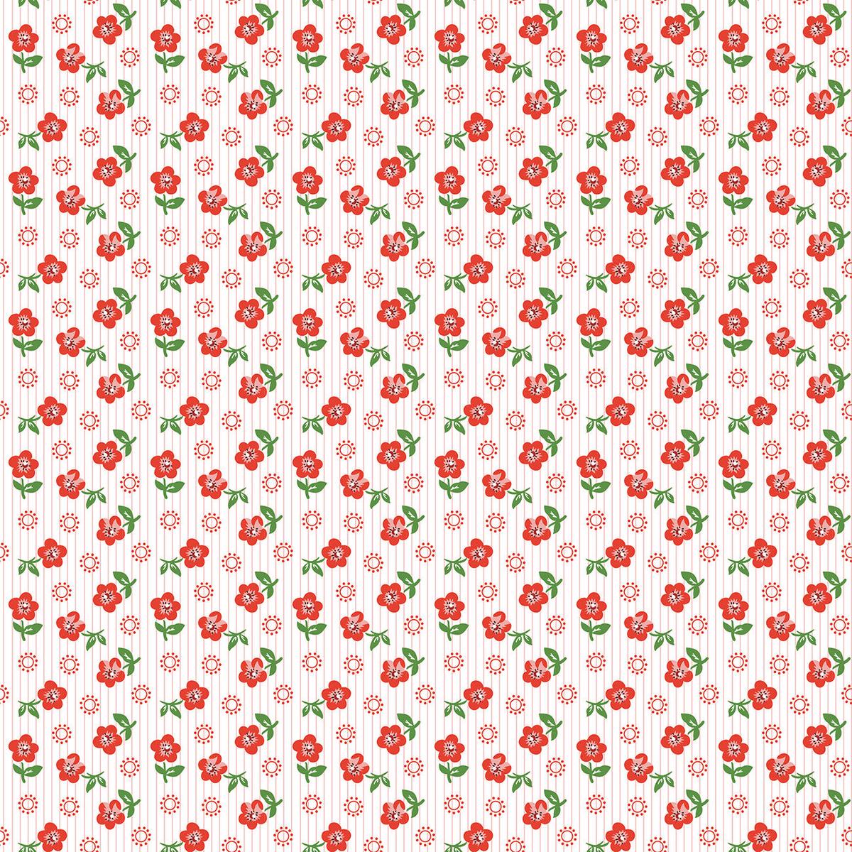 Fabric Poppie Cotton Red Sugar Petals Flower Market by the Quarter Yard FM25415