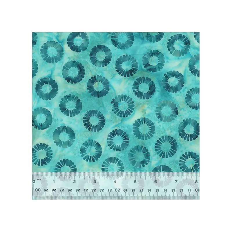 JDJ - Lagoon Jacqueline de Jonge 3623Q-X Robin's Egg Petal Wheels Batik Cotton