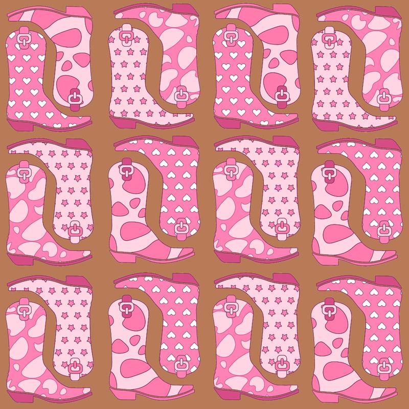 Pink Cowgirl Boots Pattern 2 Quilting Cotton Fabric