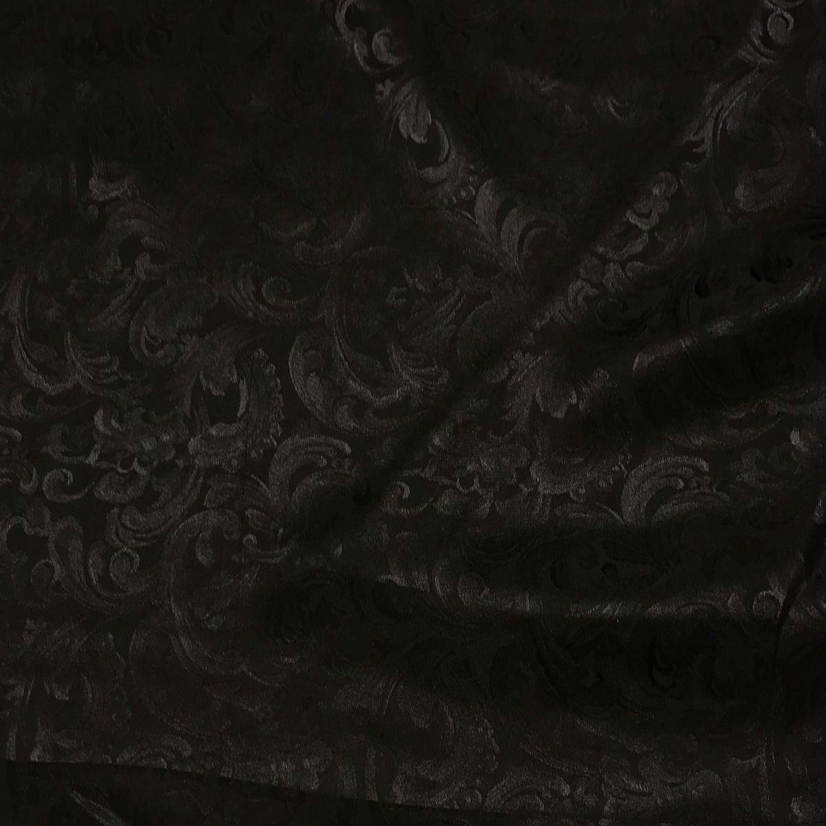 Black Scroll - Silk Jacquard - 1/3 Yard remnant
