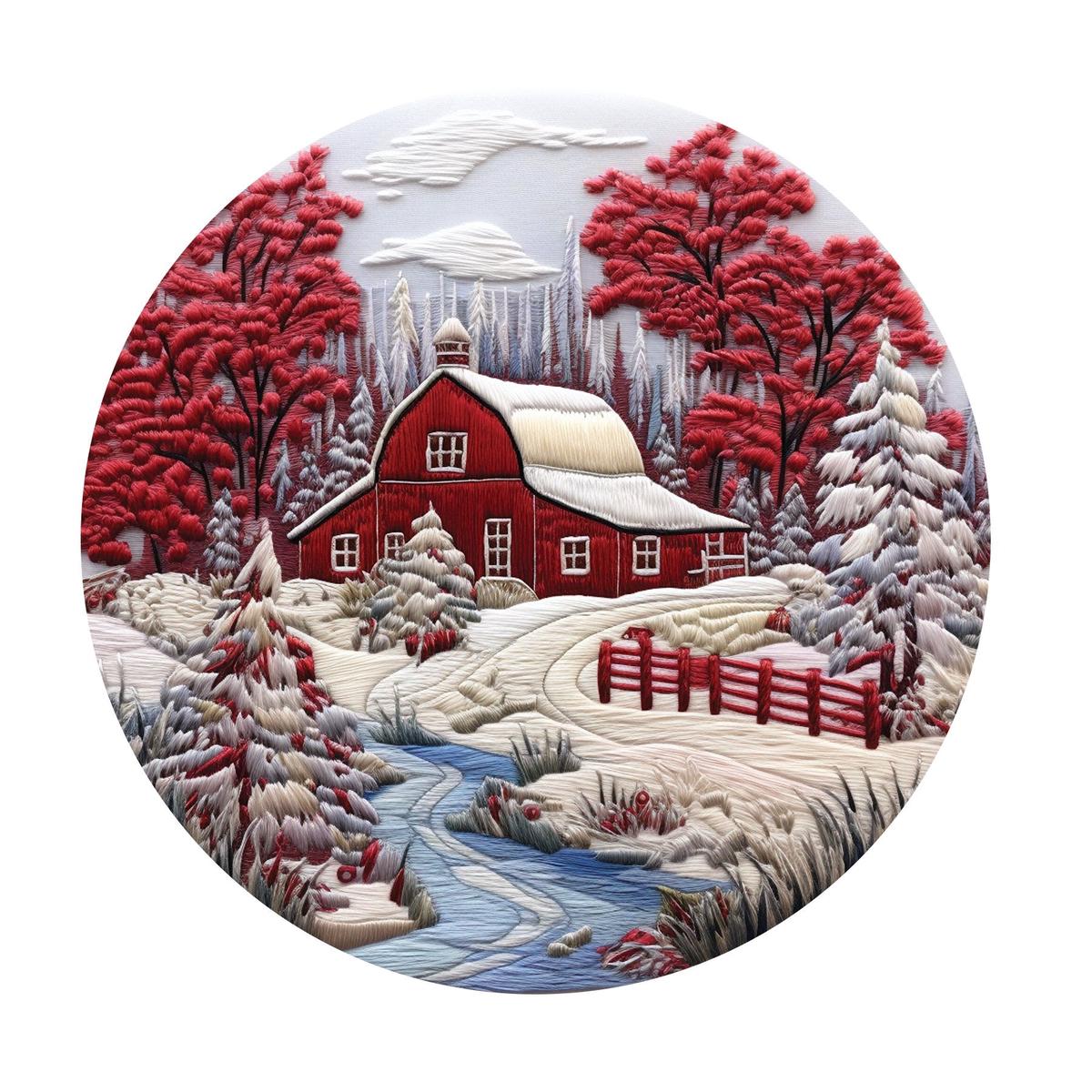 Christmas Ornaments House 1 Fabric Panel