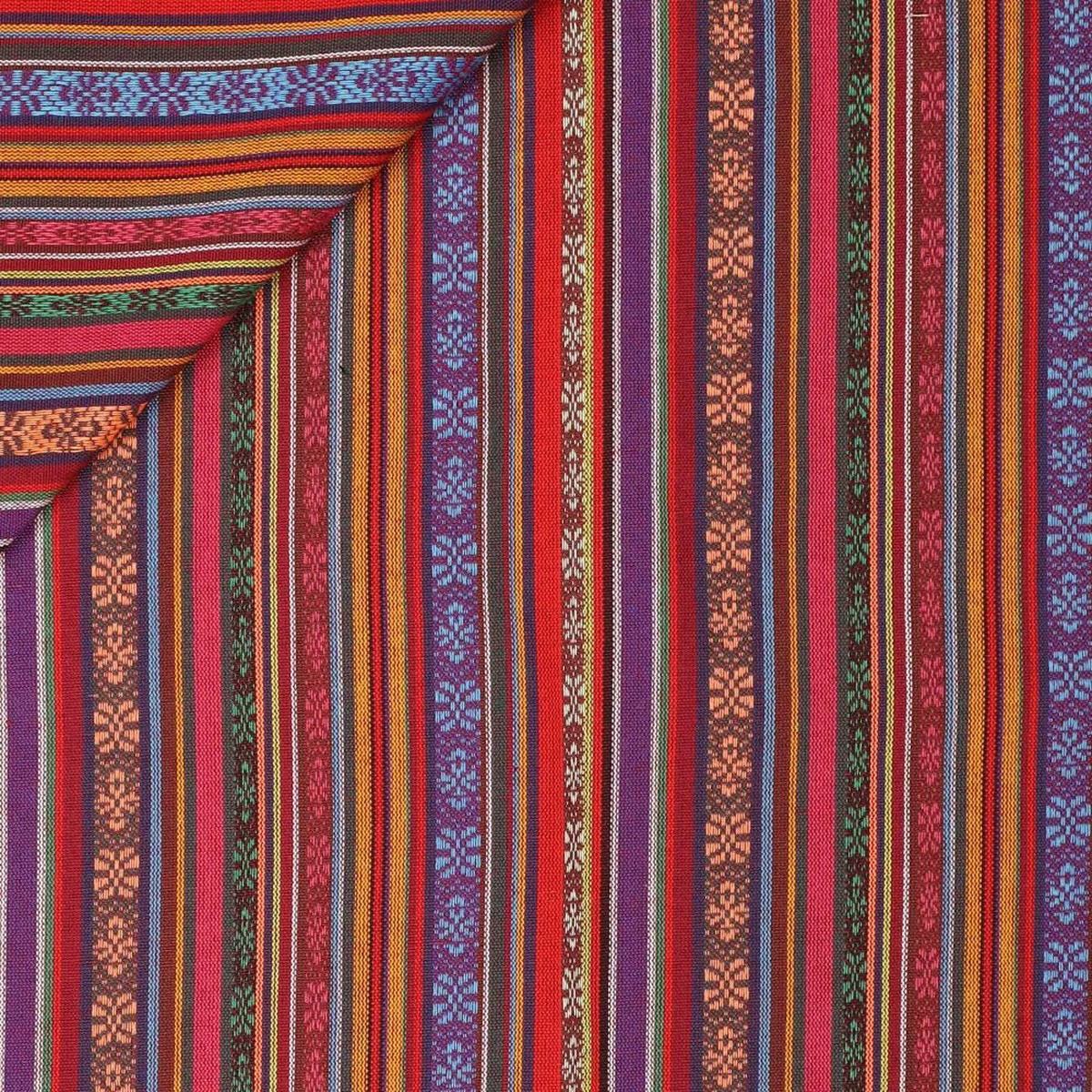Fabric with a folk pattern - red and blue tones 200 g/m