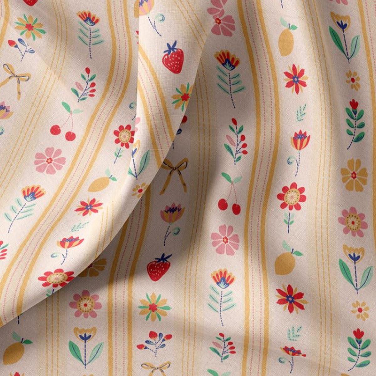 Premium 100% cotton fabric - ornamental striped design 115 g/m