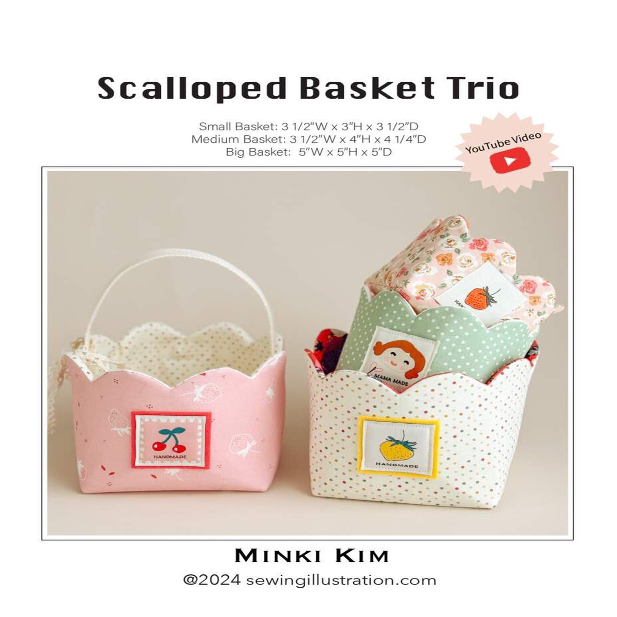 Riley Blake Designs Minki Kim Scalloped Basket Trio Pattern P178-SIPP3