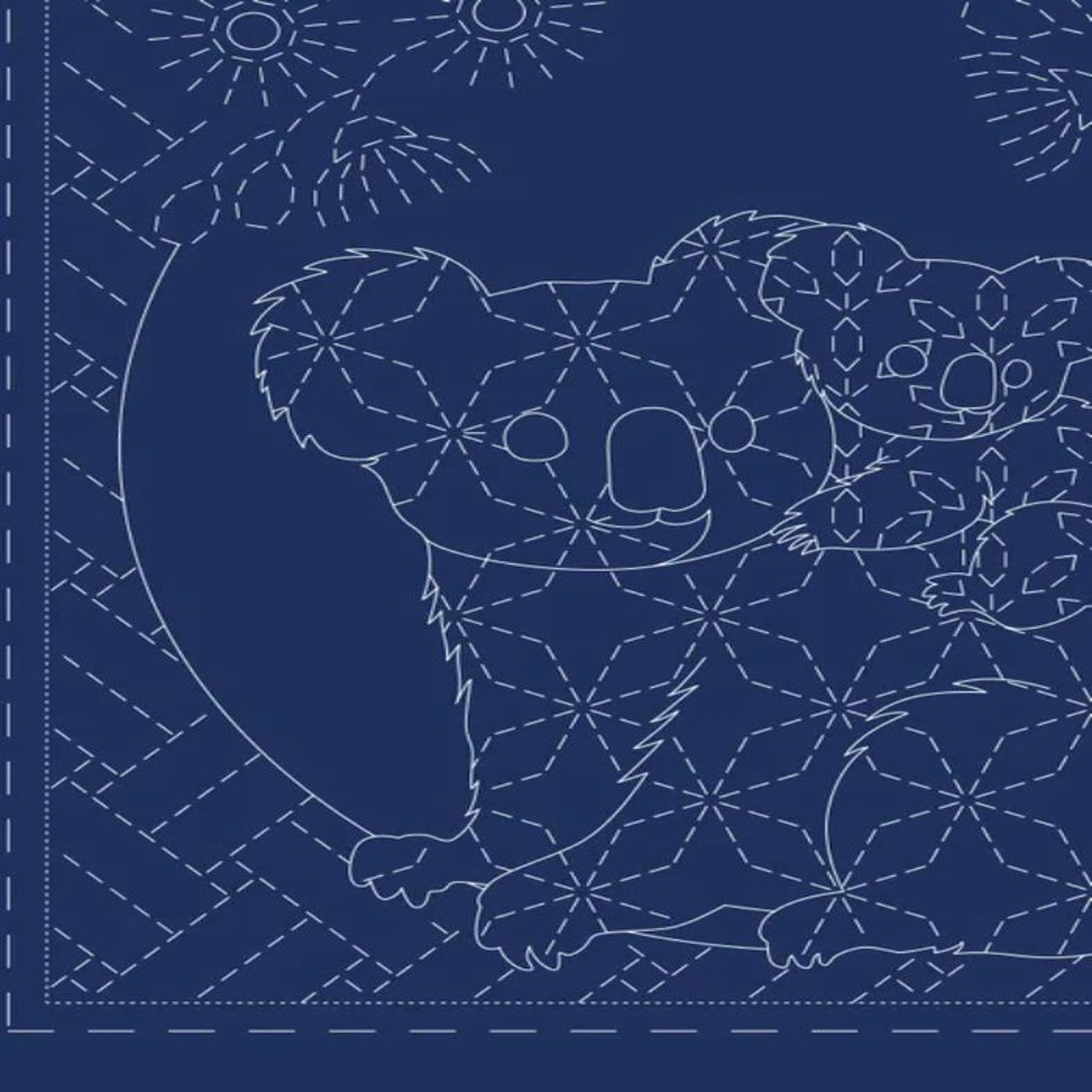 Devonstone Fauna Sashiko Panel - Navy