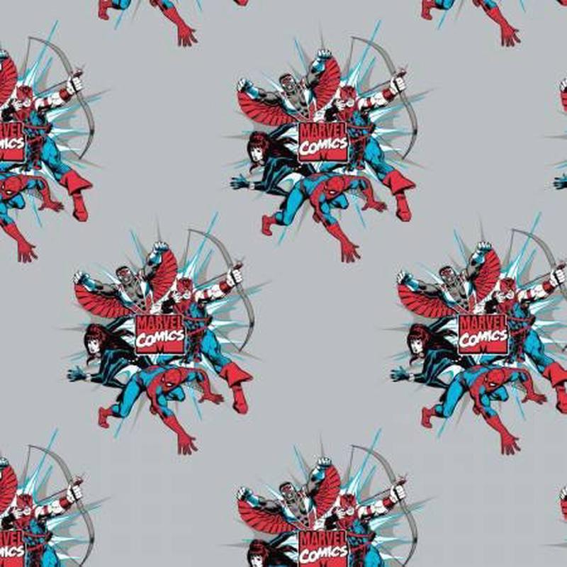 Marvel Comics 3 Gray Marvel Burst Cotton Woven Fabric