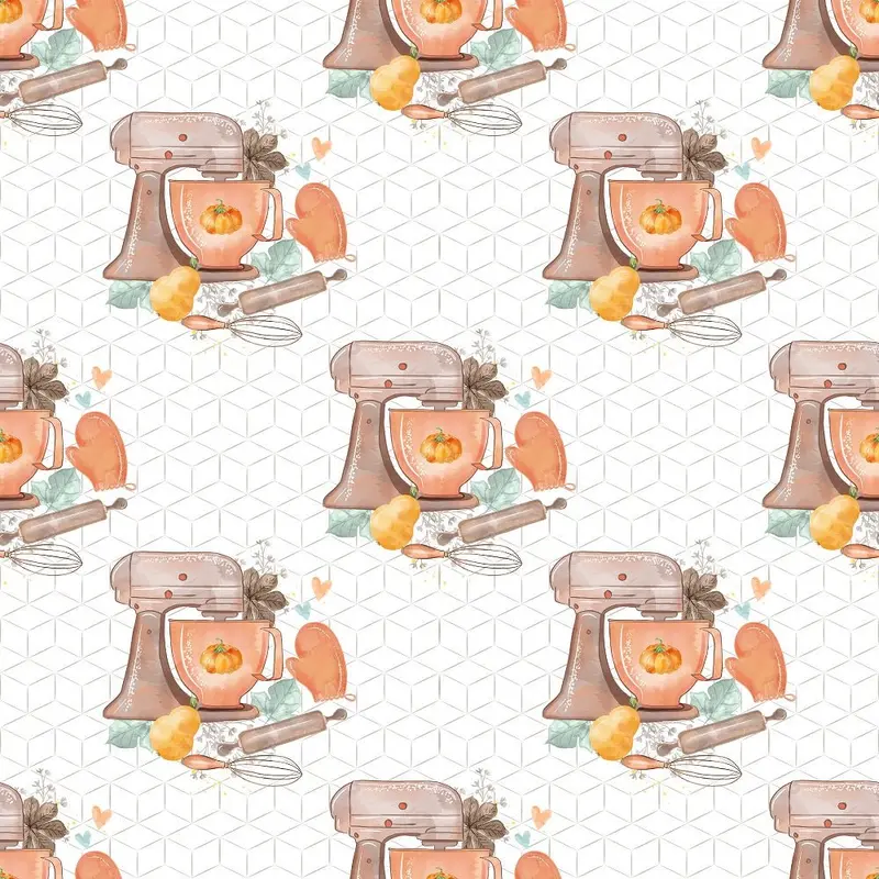 Pumpkin Pie Mixer Fabric - White