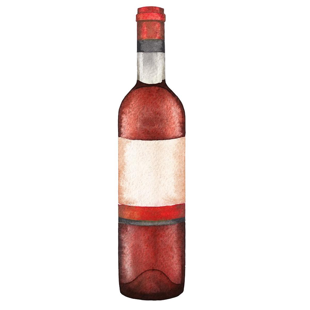 Red Wine Bottle Fabric Panel - Variation 1