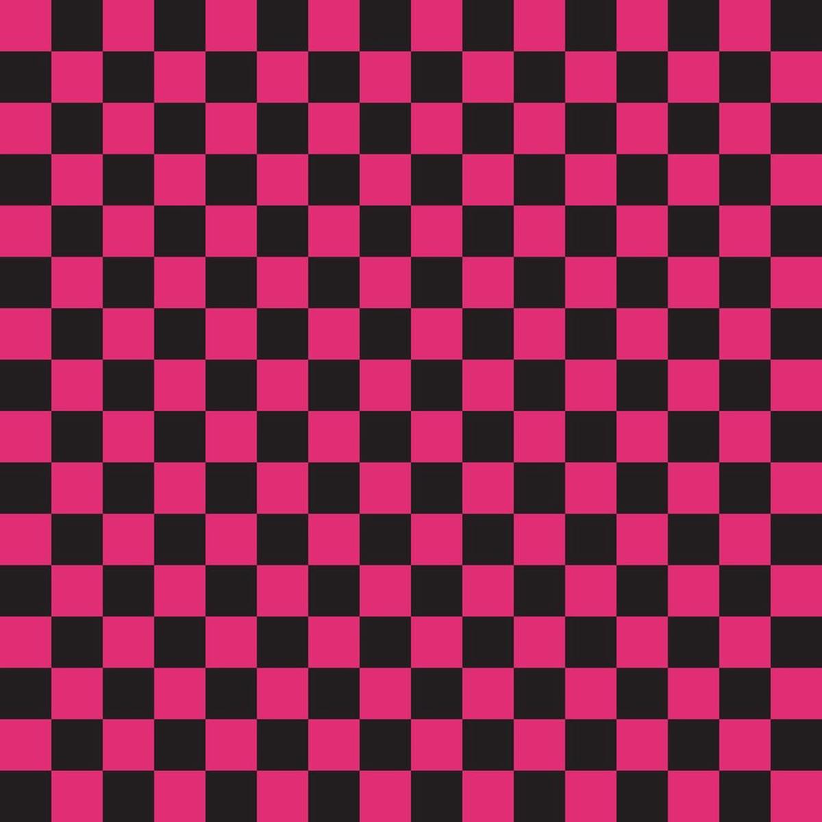 Checkered Basics Fabric - Pink Carmine on Black