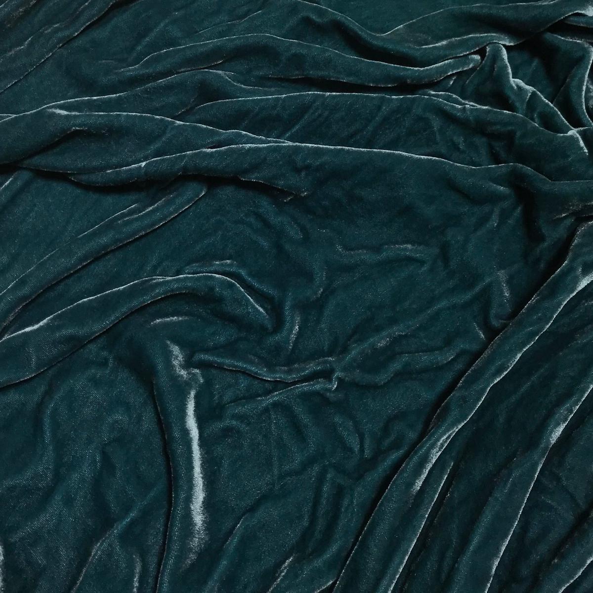 Deep Teal Blue Green - Hand Dyed Silk Velvet