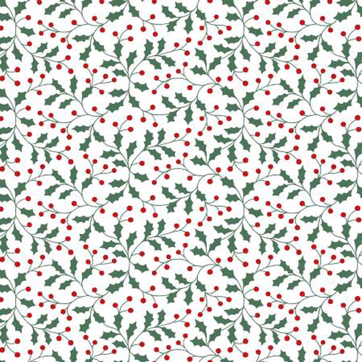 Merry Mix Metallic 11113M-WZ White/Multi Holly and Berries