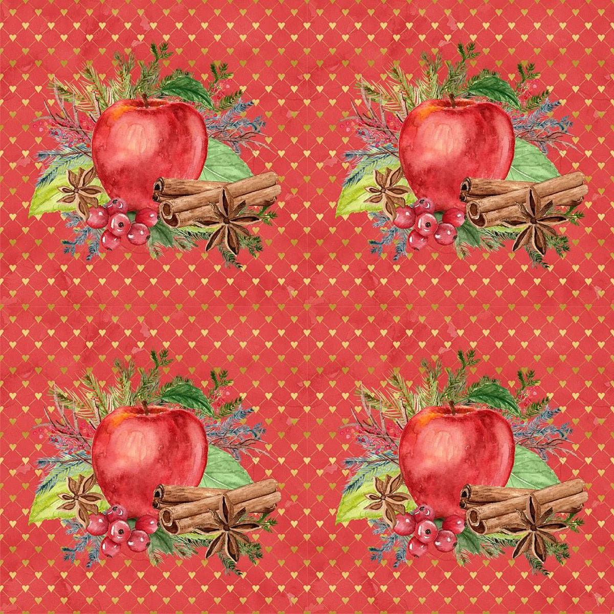 Apple Cinnamon On Grunge Hearts Fabric