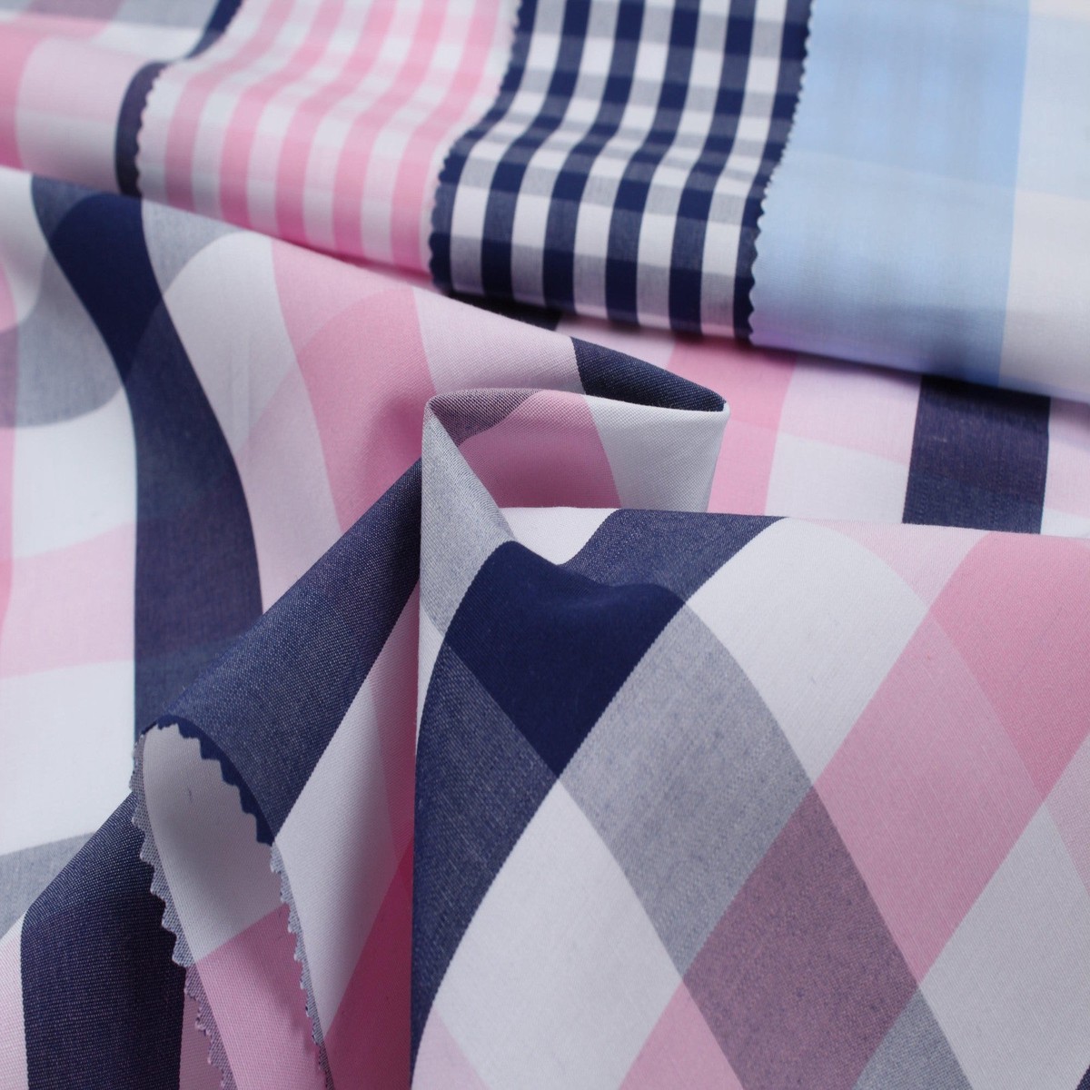 Light Cotton Poplin Checks for Shirting - 2 Colors Available