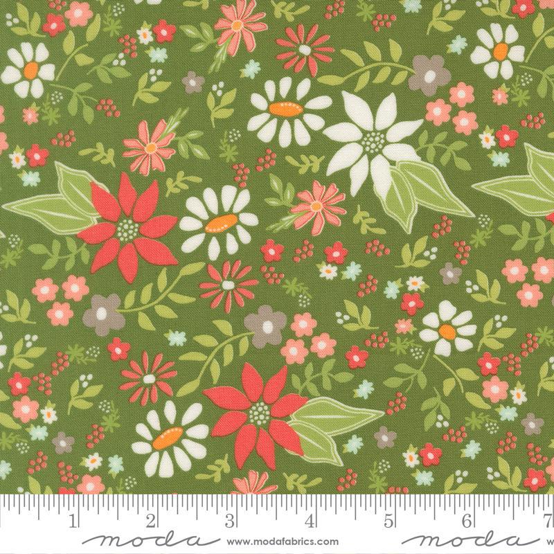 Poinsettia and Pear Evergreen 37710 14 Moda #1
