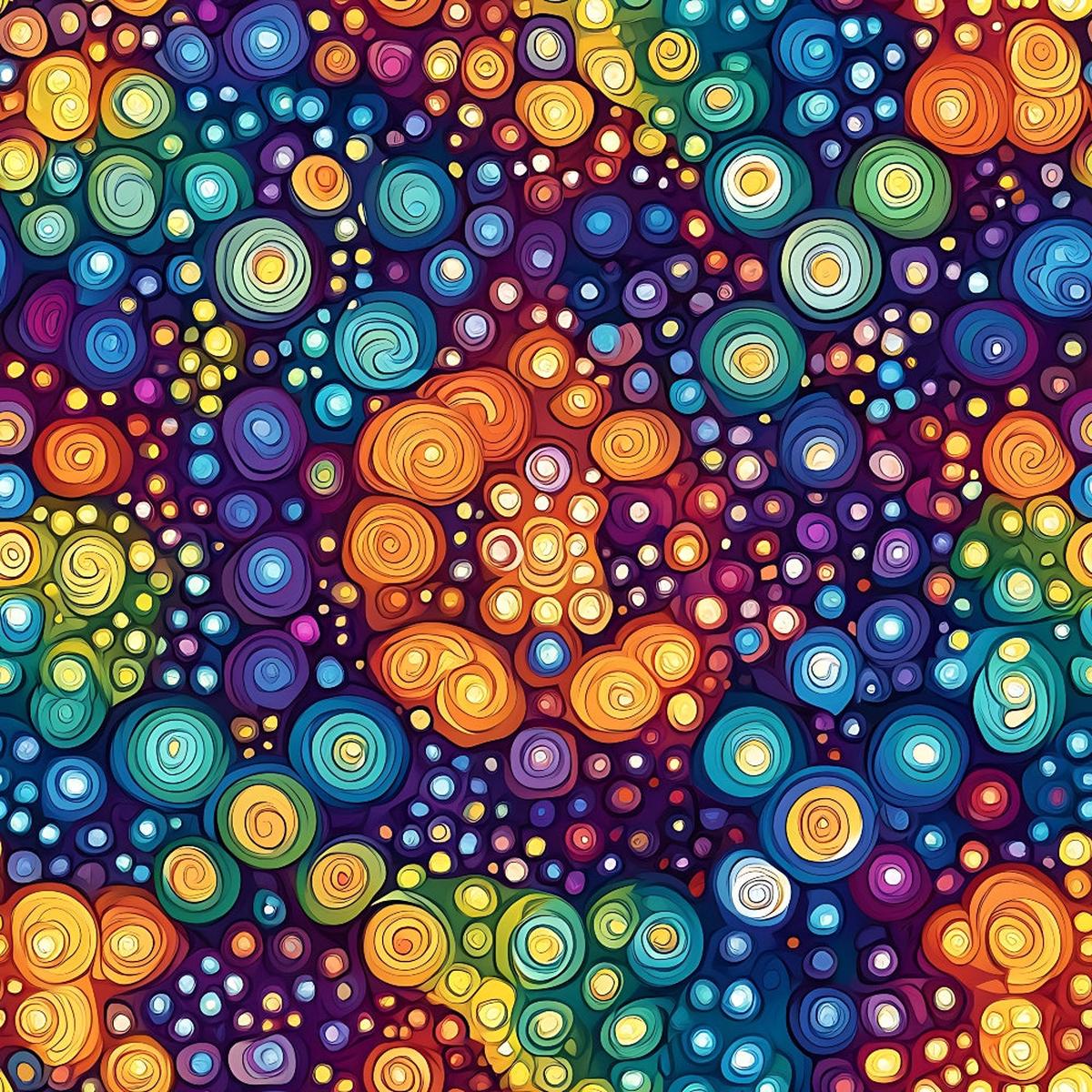 Rainbow Mandala Pattern 7 Quilting Cotton Fabric