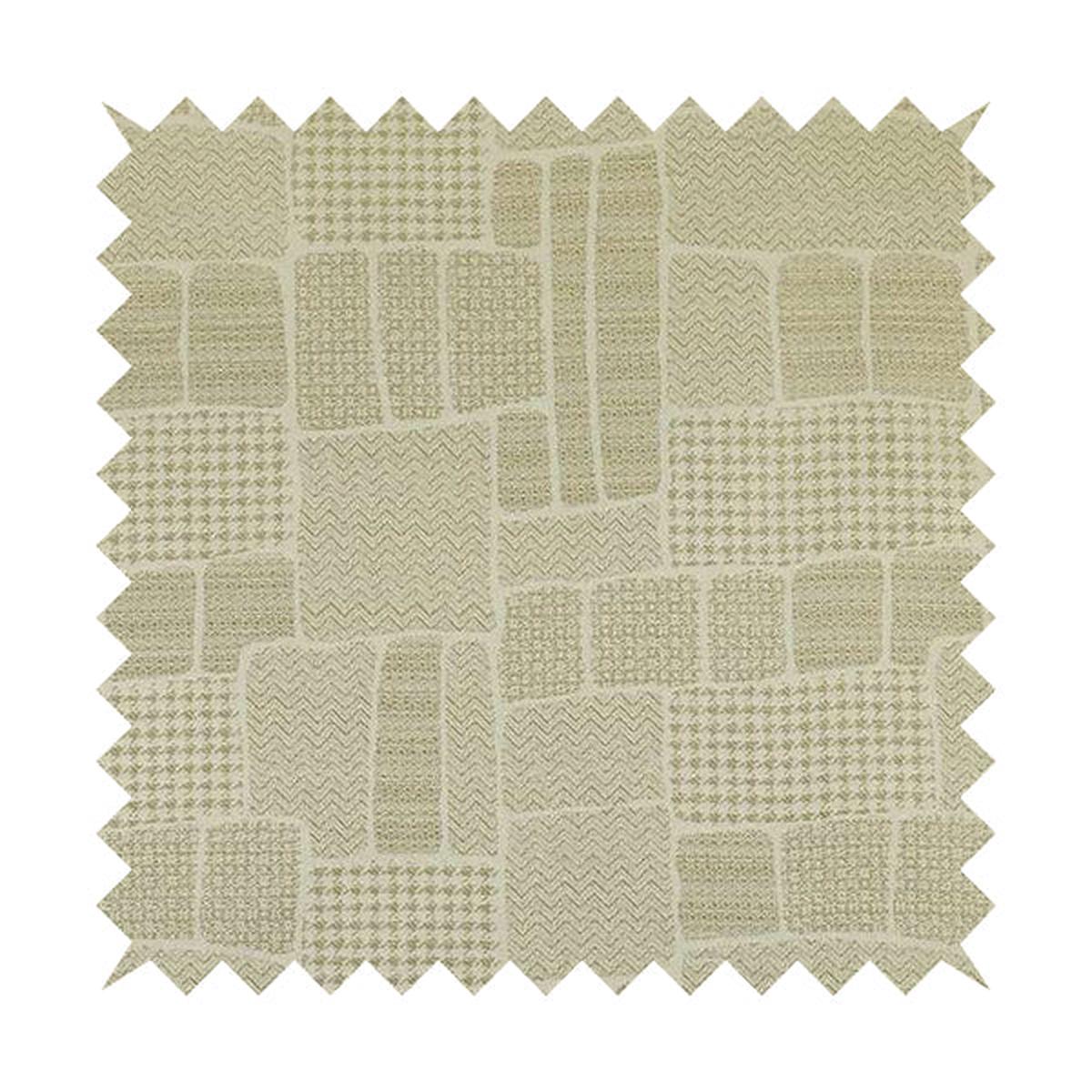 Fabriano Patchwork Pattern Chenille Type Cream Beige Upholstery Fabric CTR-955
