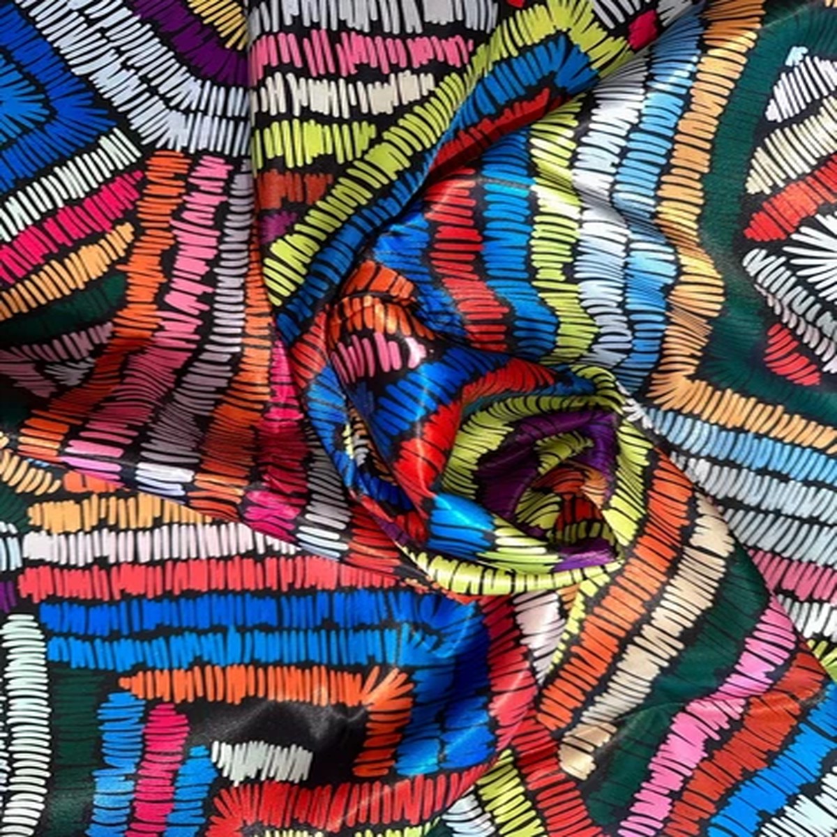 African Print, Satin Fabric- Rainbow "Kissi", Per Yard or Wholesale