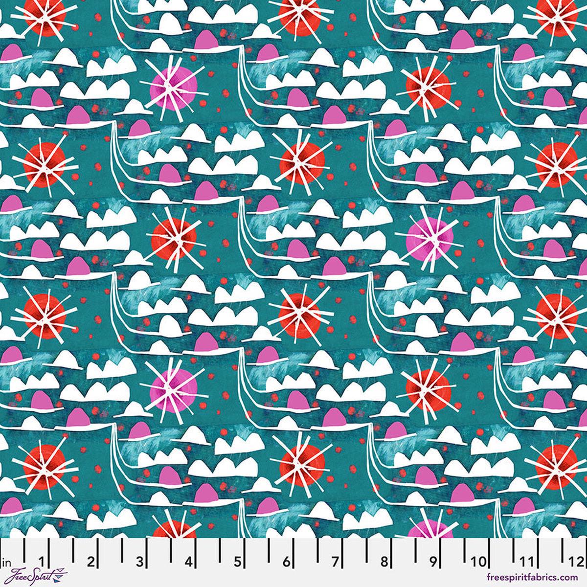 Colori Quilt Fabric - Waves in Teal - PWES044.TEAL