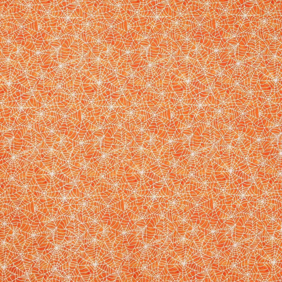 Ghosts in the Graveyard - Spiderweb Glow Orange Yardage
