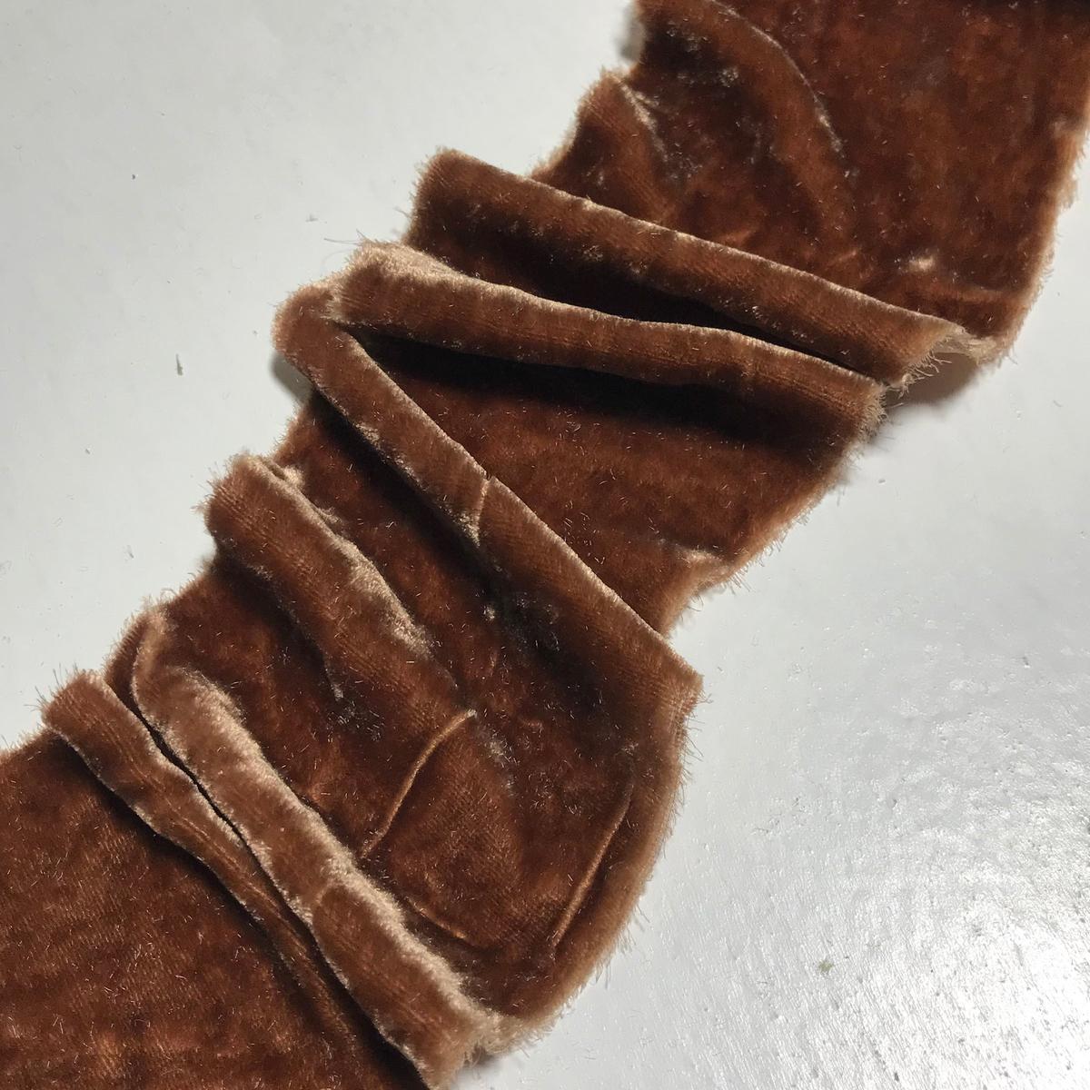 Hand Dyed Camel Brown Silk Velvet Ribbon ( 4 Widths to choose from) - 3" wide