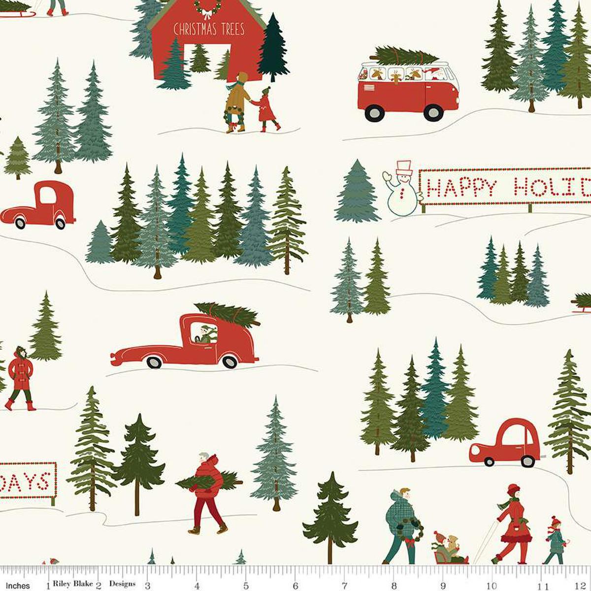 Riley Blake Christmas Is In Town, C14740-CREAM, Cream, Sandy Gervais