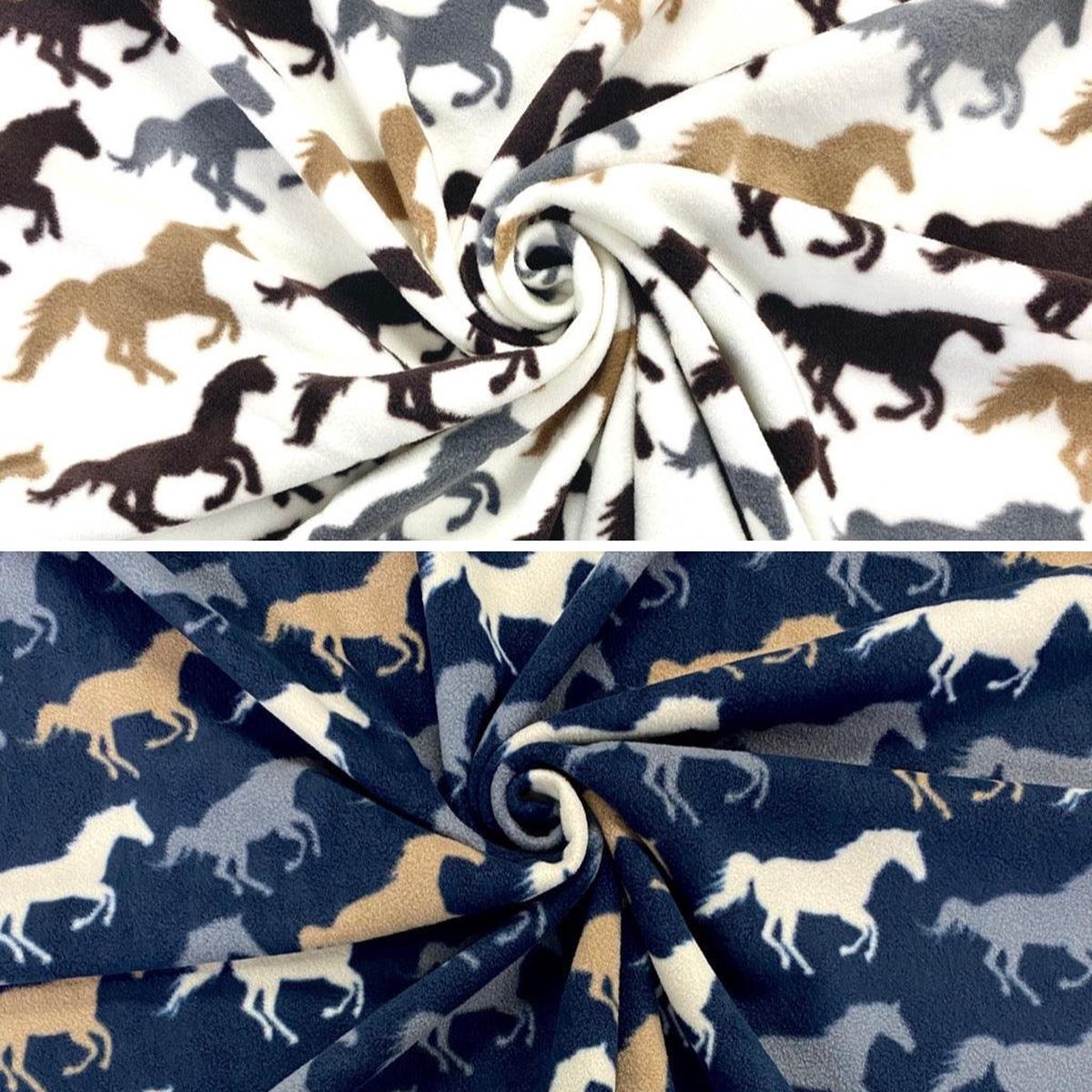 Running Horses Anti Pill Polar Fleece Fabric