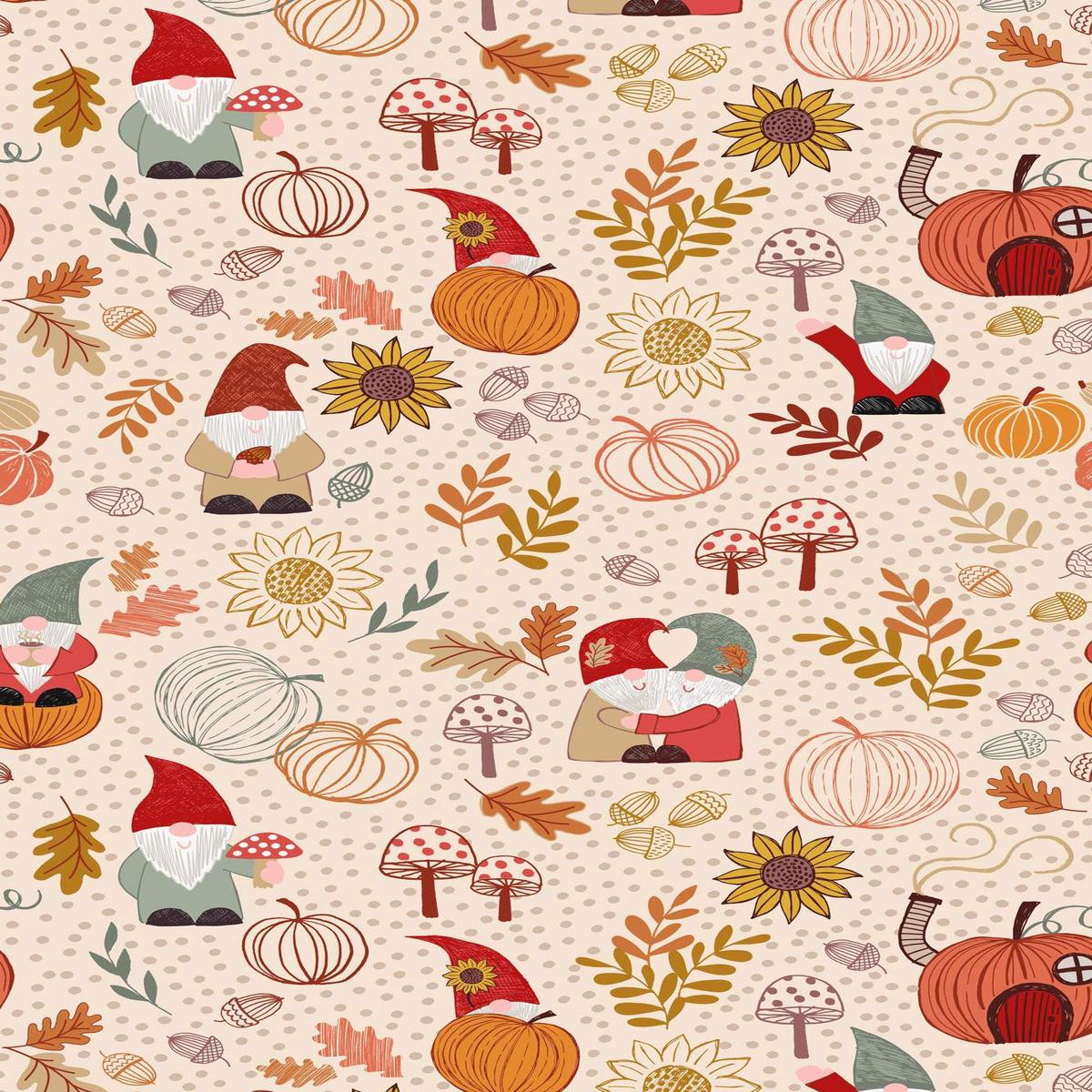 Snuggle Up Season Premium Flannel Autumn Gnomes By Lewis & Irene Dark Cream