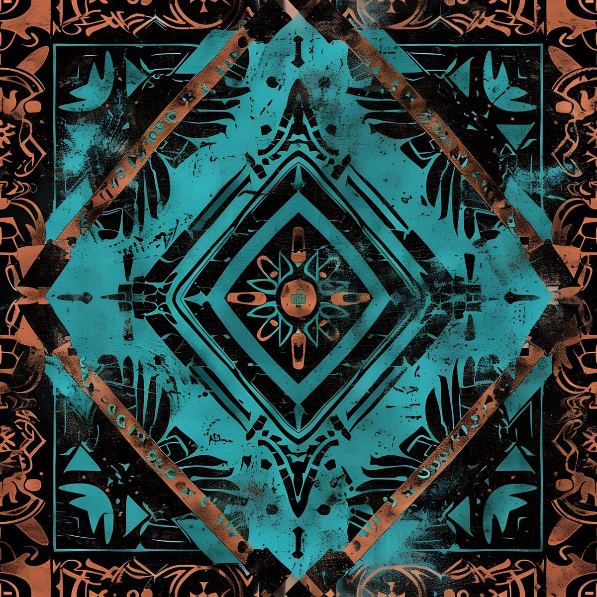 Aztec Turquoise Pattern 10 Quilting Cotton Fabric