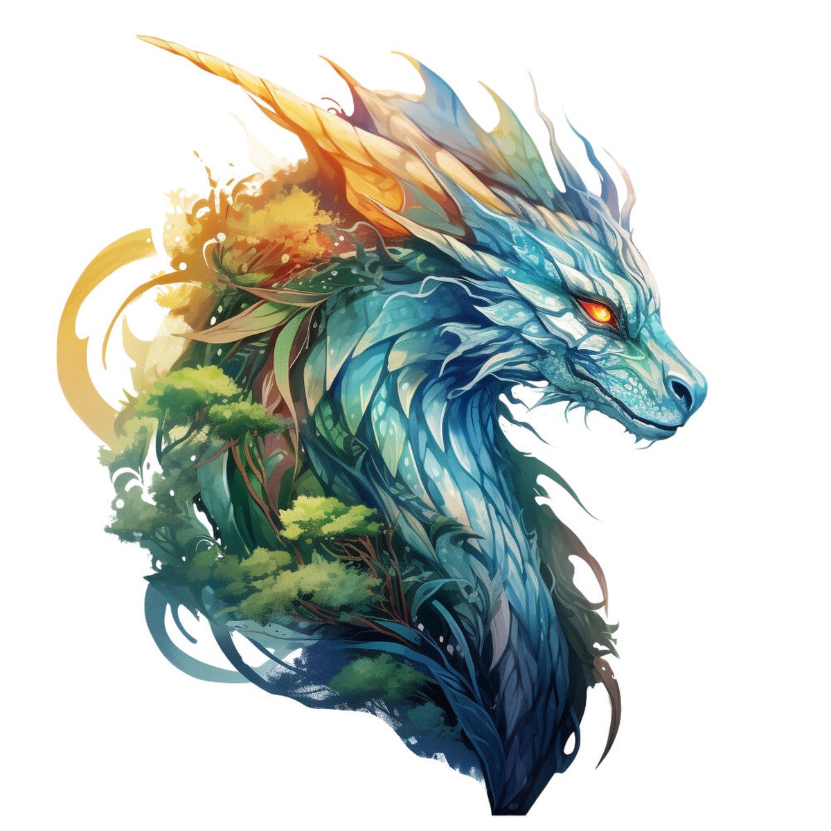 Elemental Dragons Fabric Panel 9