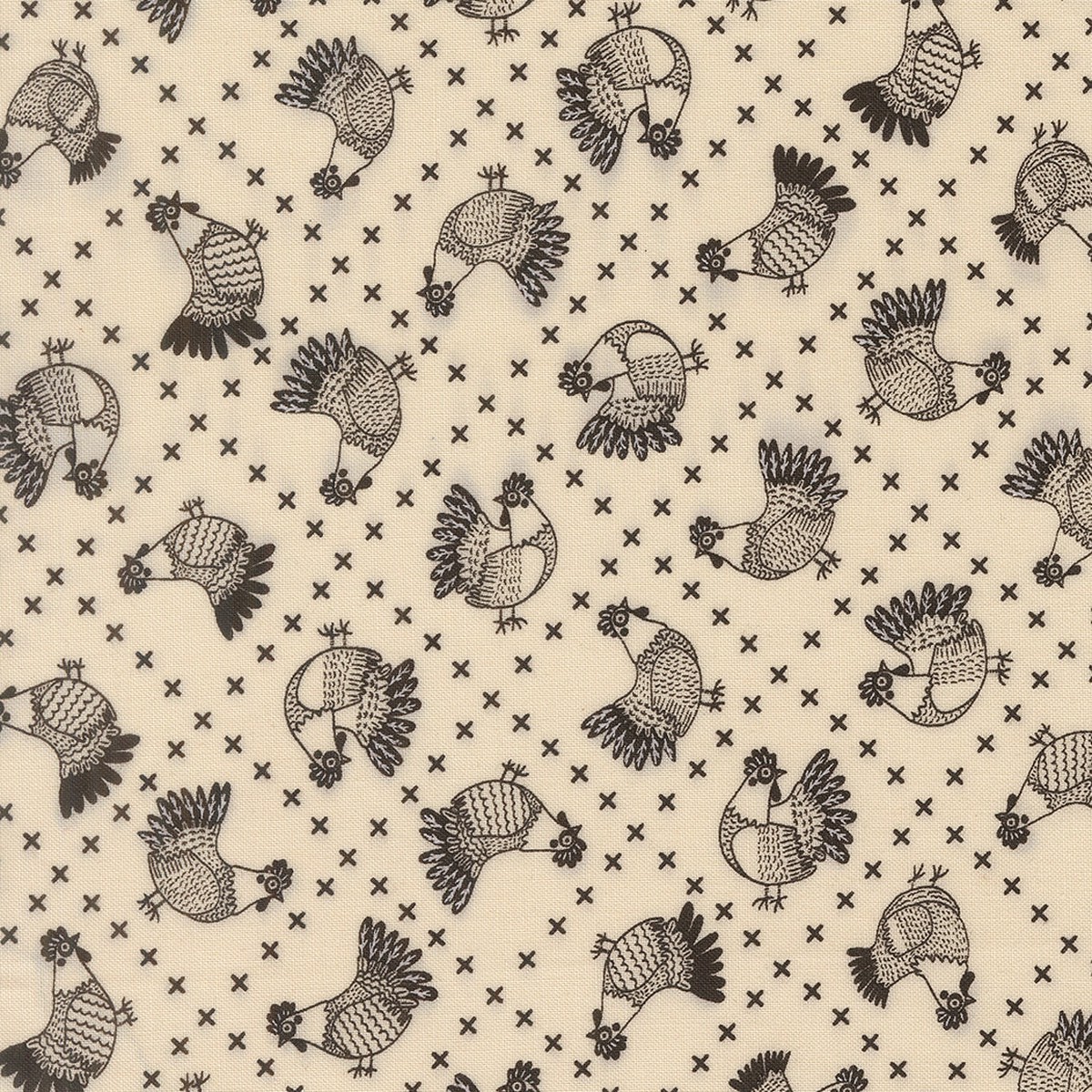 Fabric Moda Cloud Iron Cross Stitch Chickens The Henhouse by the Quarter Yard 48434-30