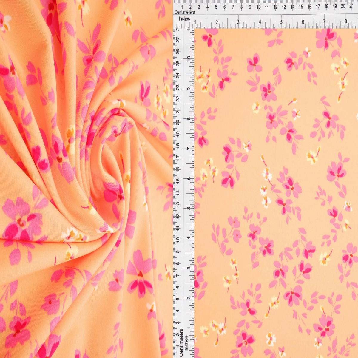 Floral Print Stretch DTY Knit Fabric - KNT4498-M11016B - PEACH