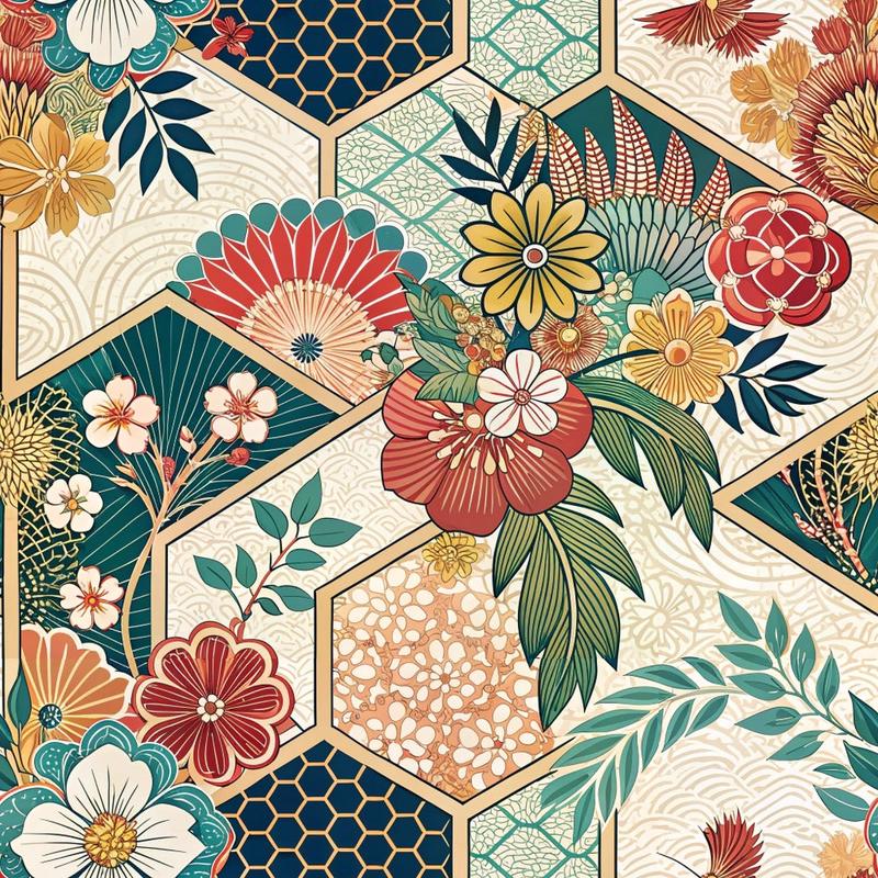 Japanese Kimono Pattern 4 Quilting Cotton Fabric
