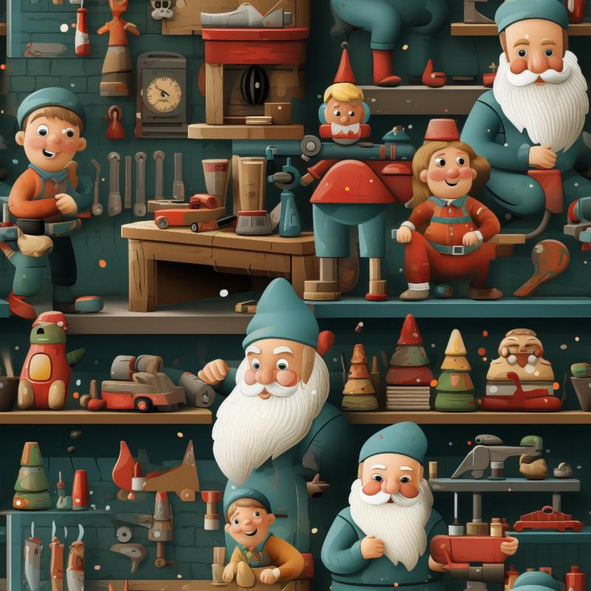 Santa8217s Workshop Pattern 22 Quilting Cotton Fabric