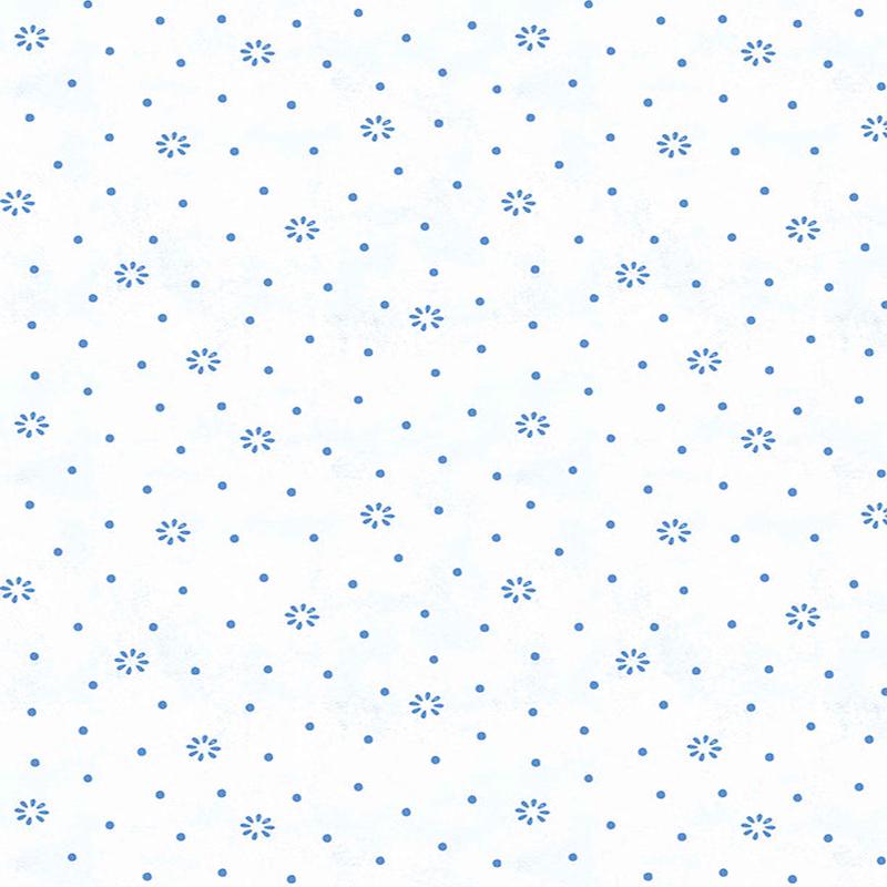 Blissful Blues Quilt Fabric - Floral Dot in White - 3074 49358 144