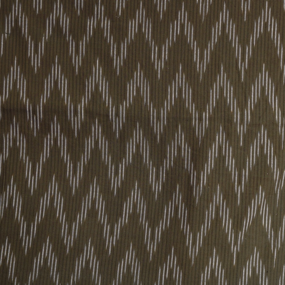 Pure Cotton Ikkat Mehendi Green With White Zig Zag Weaves Woven Fabric