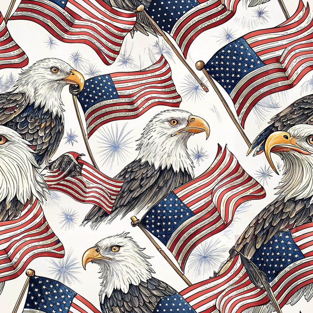 Bald Eagle Patriotic Pattern 2 Quilting Cotton Fabric