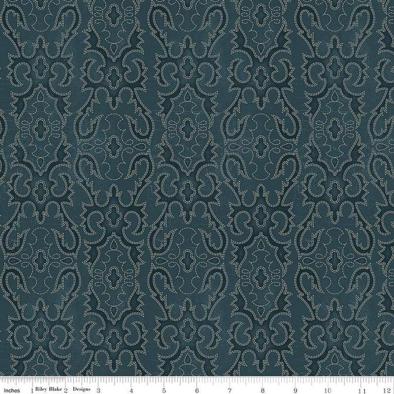 Fabric Riley Blake Navy Boot Stitching John Wayne American West by the Quarter Yard C16624-NAVY