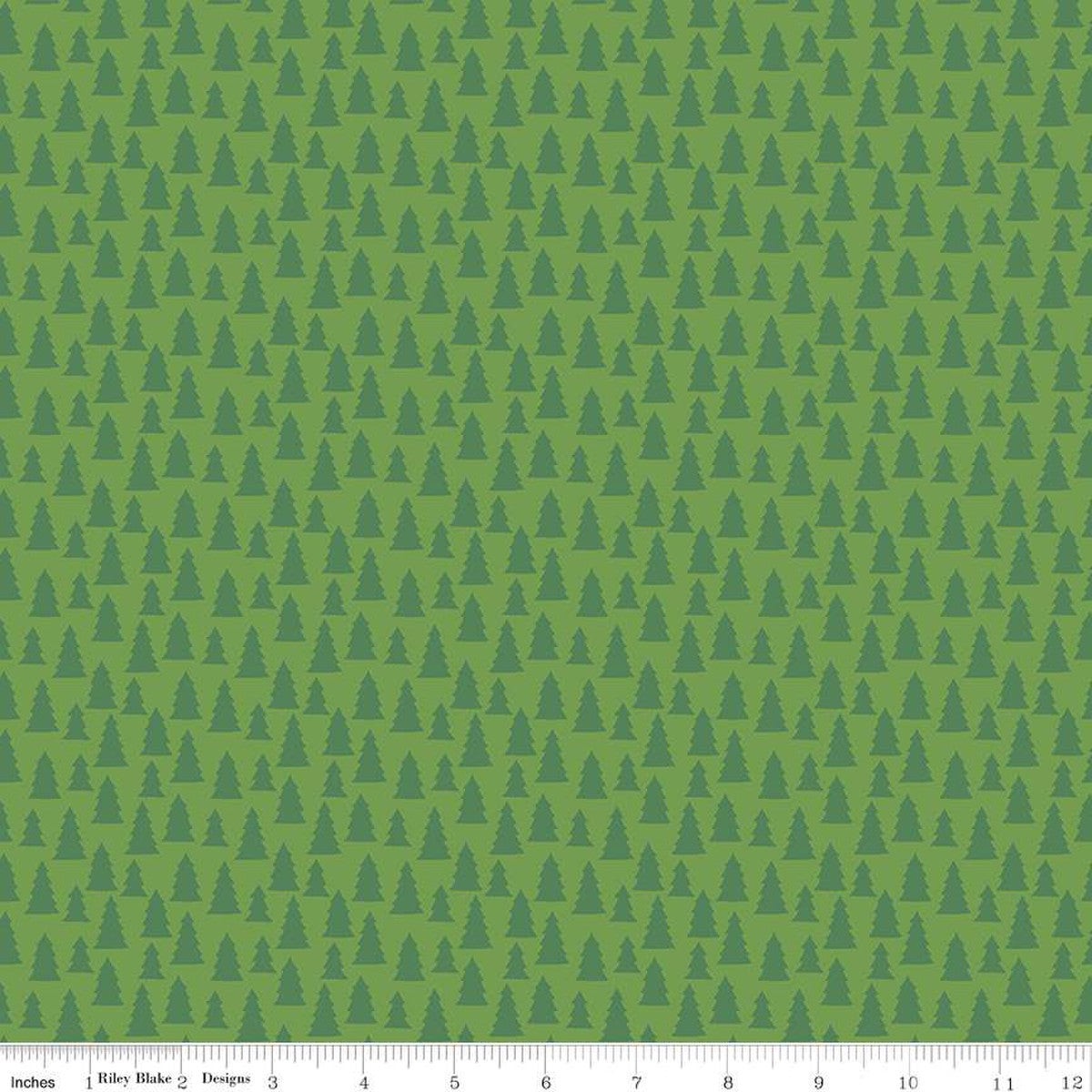 Christmas Village Trees Green -- Christmas Village by Katherine Lenius for Riley Blake Designs
