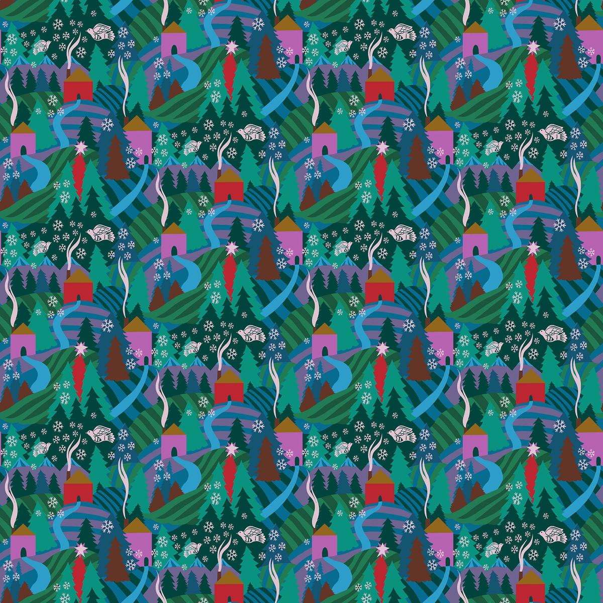Fabric Anna Maria Textiles Evening Flurry Cozy Christmas by the Quarter Yard AMT161-75C