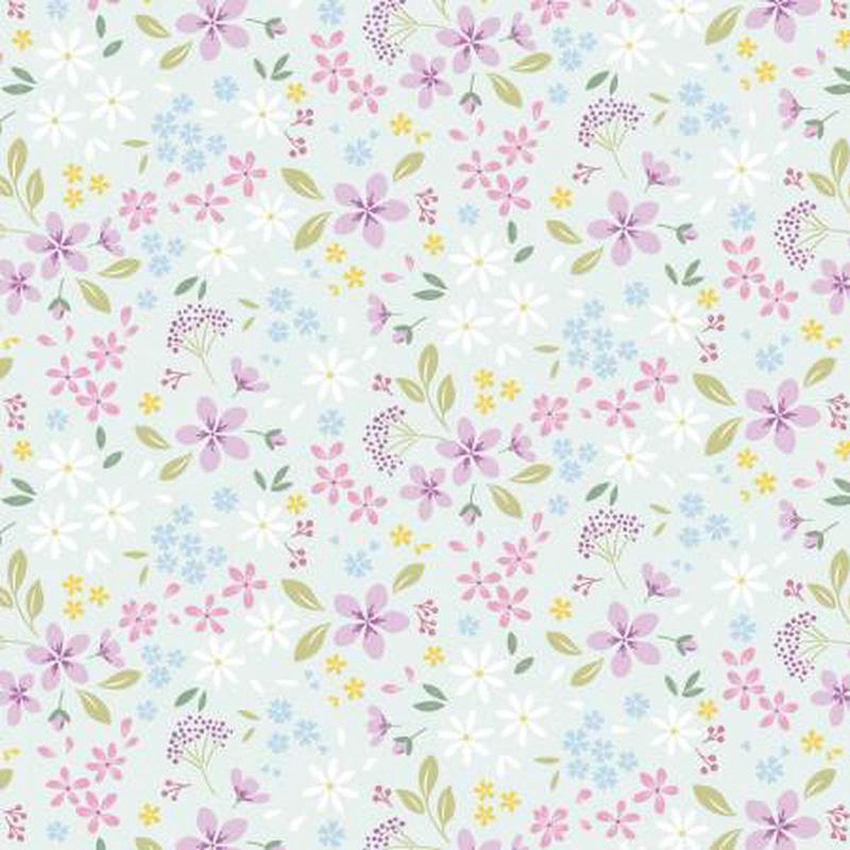 The Pressed Flowers Floral Ode 8211 Light Teal CC52-2
