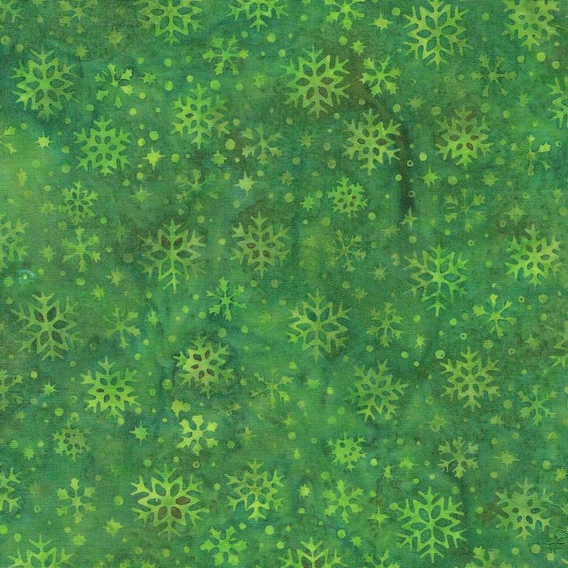 Fabric Lumin Green Frog Snowflakes Merry Moments Island Batiks by the Quarter Yard 122401682