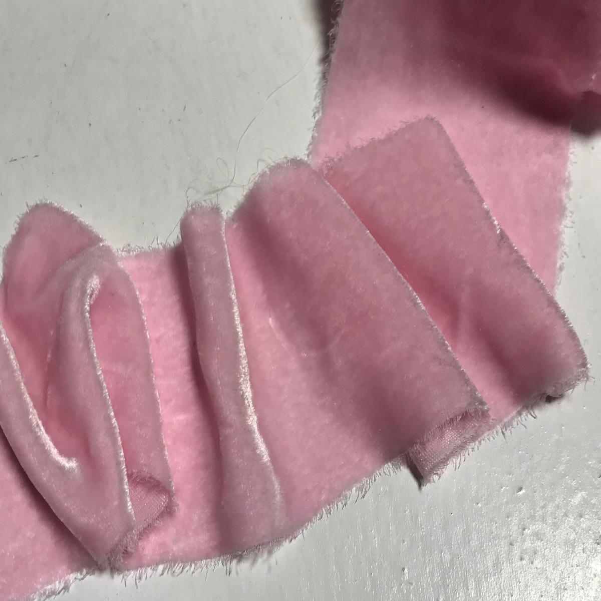 Hand Dyed Baby Pink Silk Velvet Ribbon ( 4 Widths to choose from) - 3" wide