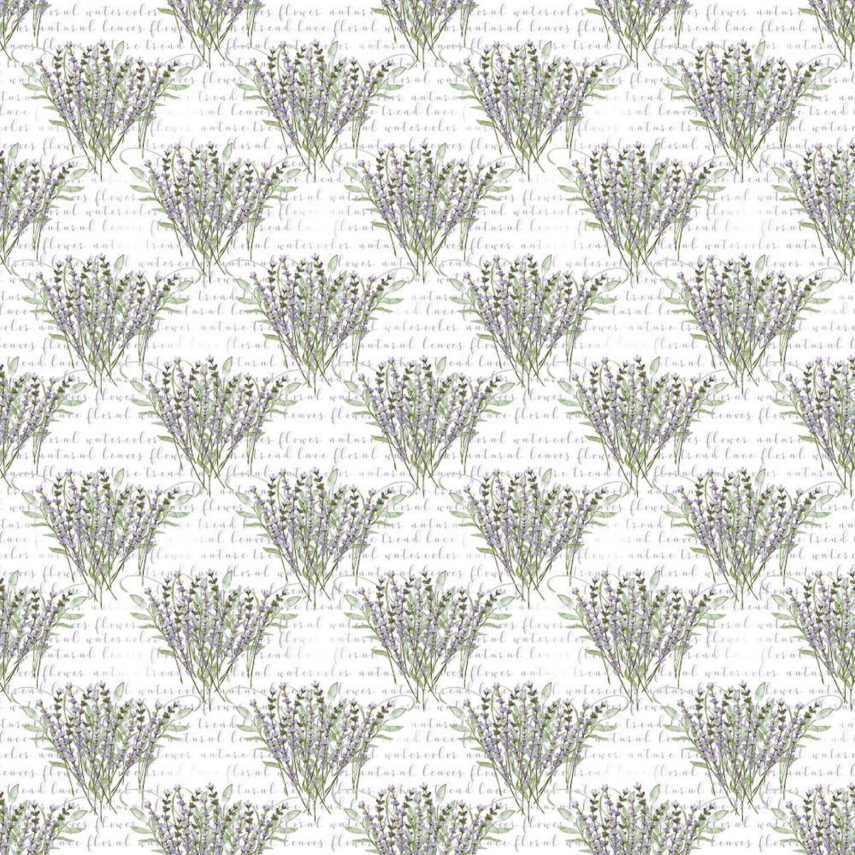 Allover Lavender Plants on Font Fabric - White