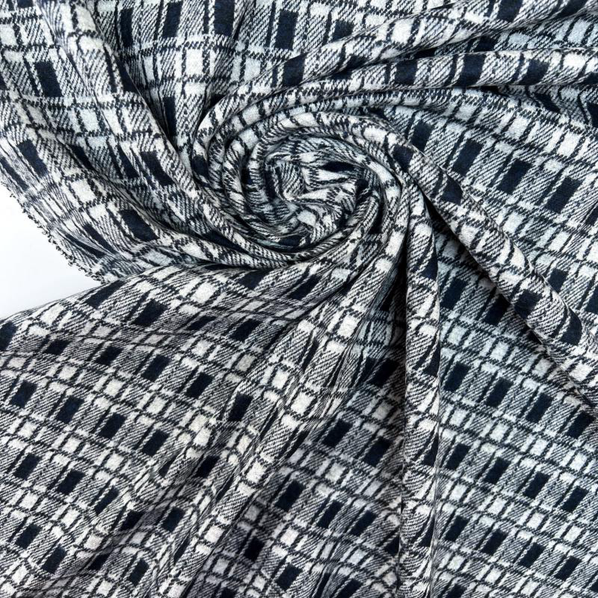 Geometric Black Blue Viscose Jacquard