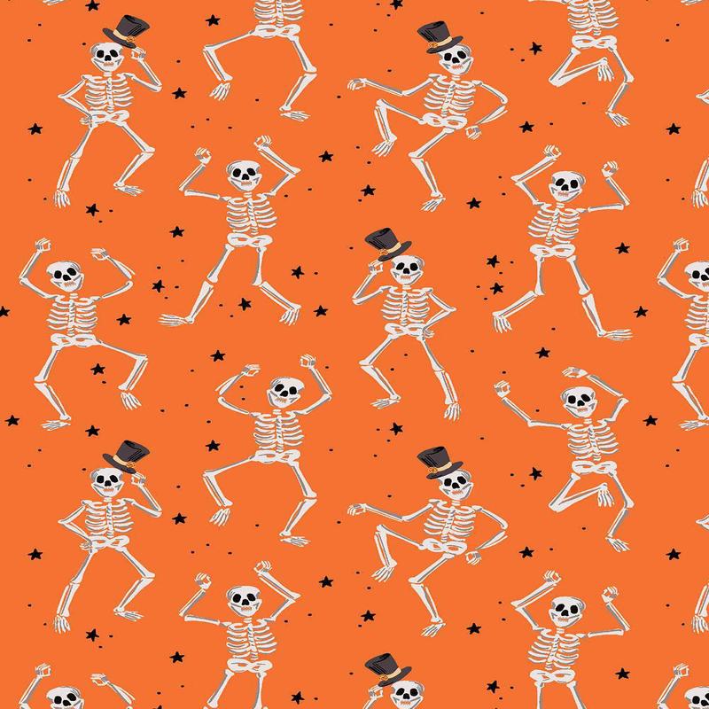Halloween Skeletons By Rifle Paper Co. For Cotton + Steel Orange