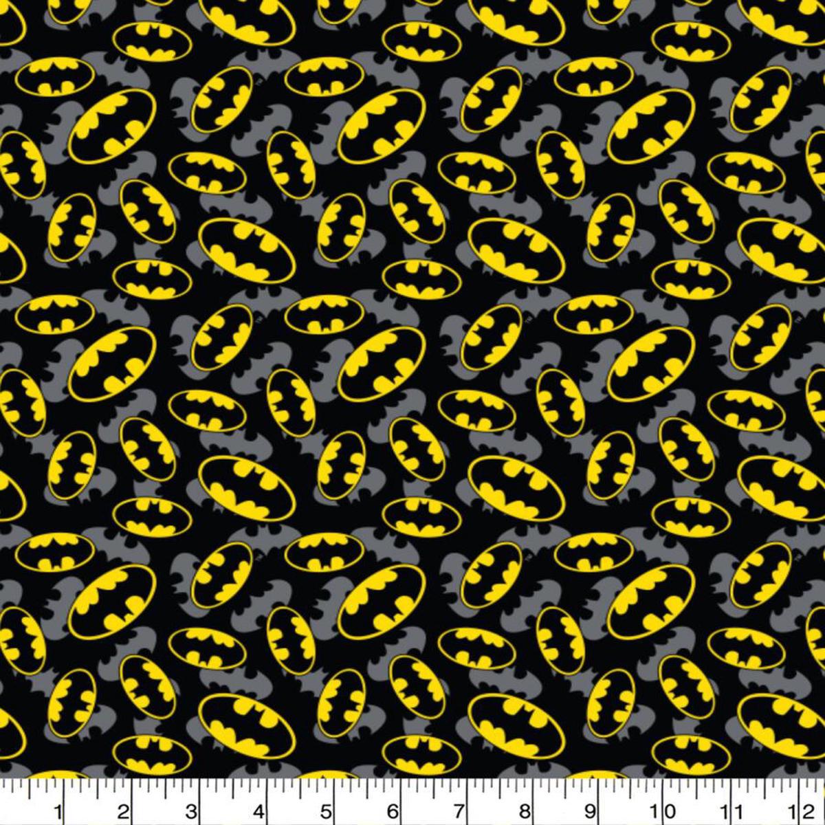 Overlapped Batman Logos Cotton Fabric