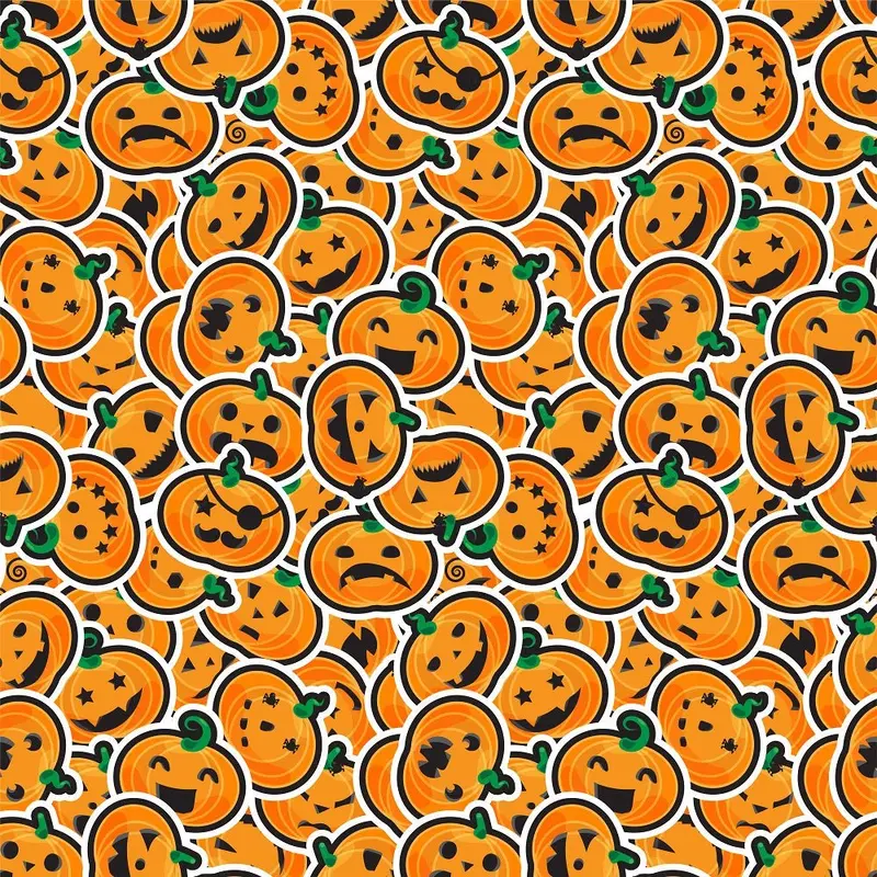Packed Cartoon Pumpkins Fabric